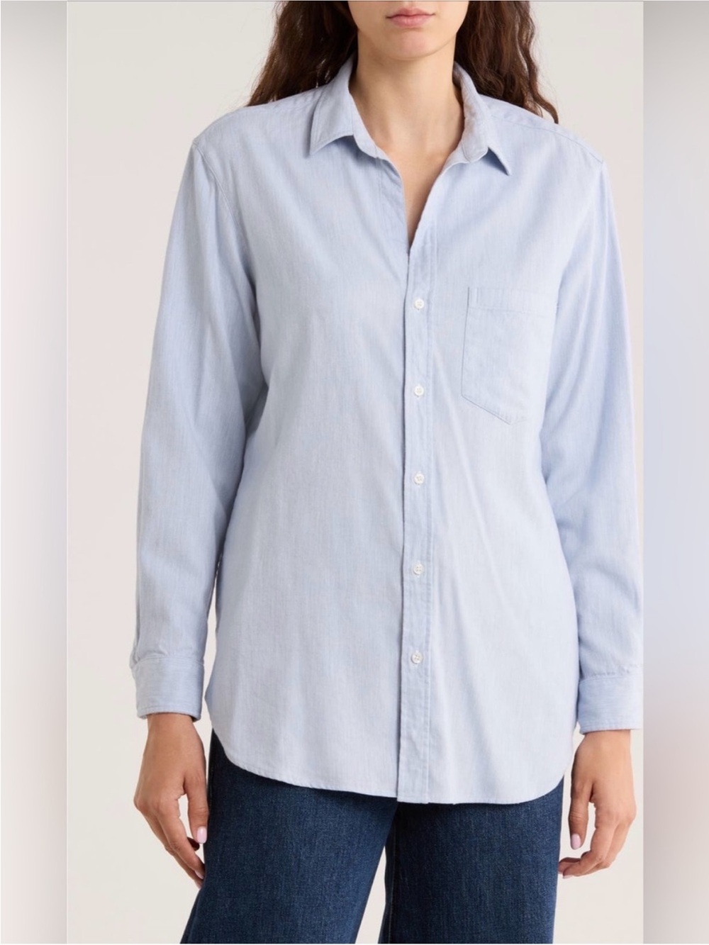 Frank & Eileen Joedy button down blue minimalist boyfriend shirt M